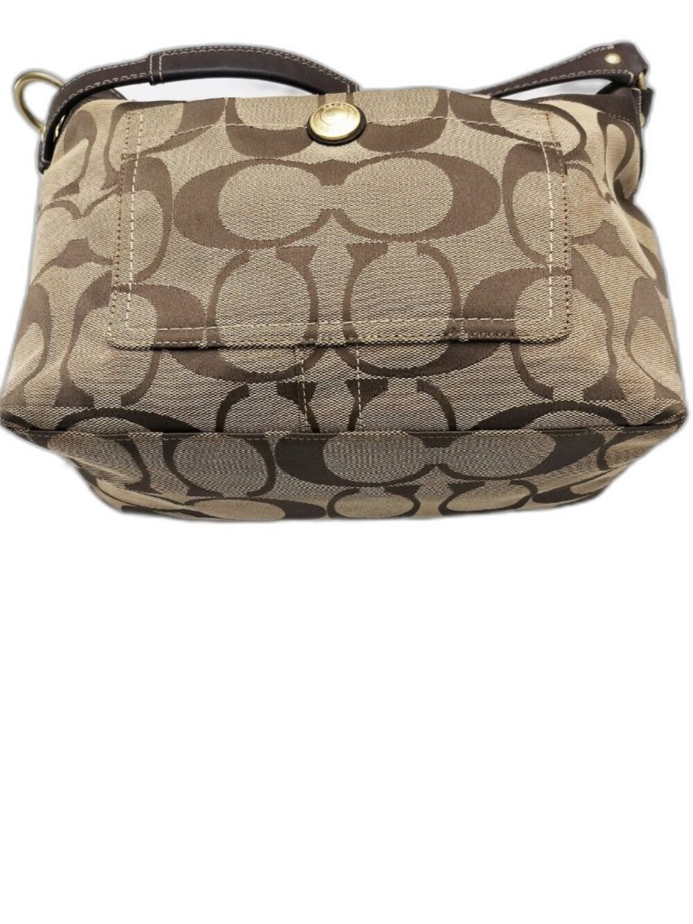 COACH Legacy 11689 Signature Monogram Canvas Shoulder Bag Hobo Handbag Tote Tan - Picture 3 of 15